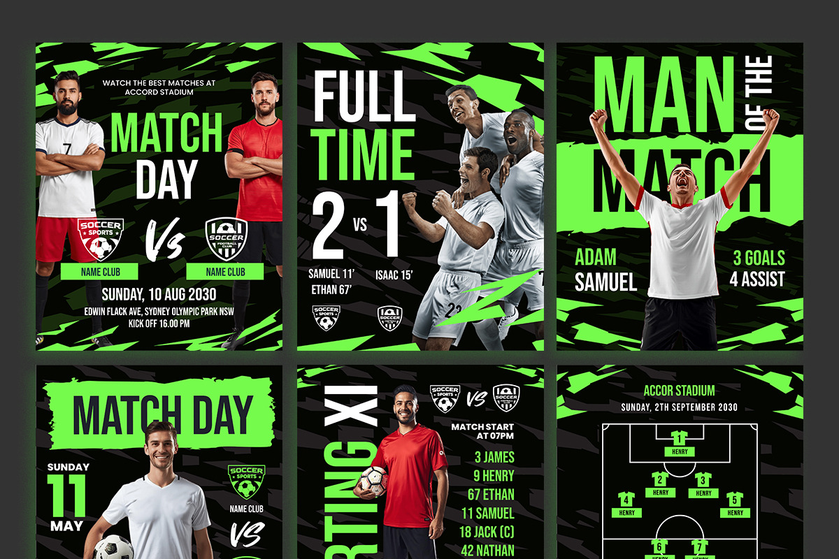 Soccer Football Social Media Post, a Social Media Template by Jiwstudio (Photo 2 of 4)