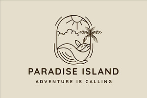 palm tree and whale logo line art, a Branding & Logo Template by zyxroun shop