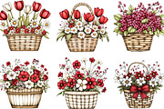 Whimsical Spring Flower Basket, an Illustration by Designking (Thumbnail 5 of 5)