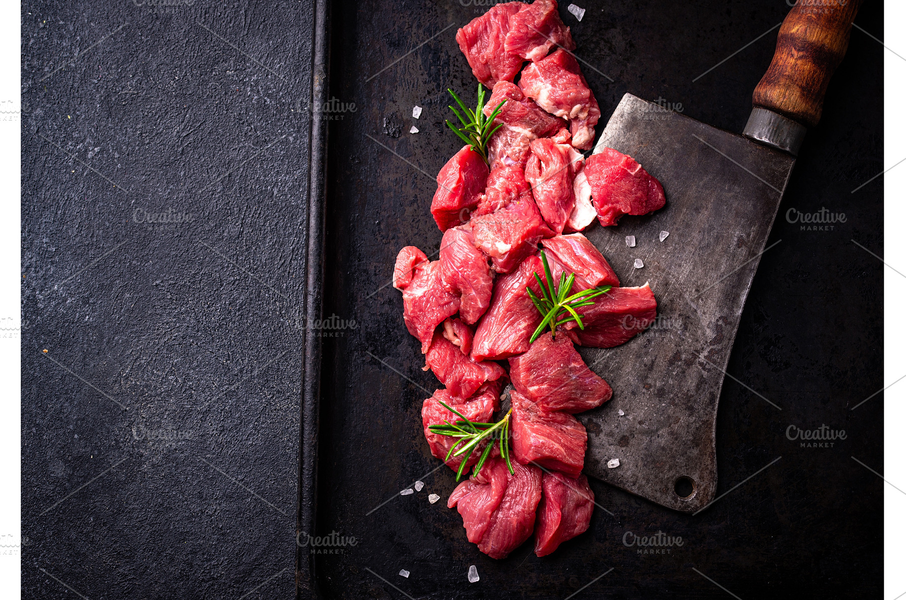Raw beef meat and ingredients for, a Food & Drink Photo by Yulia Furman