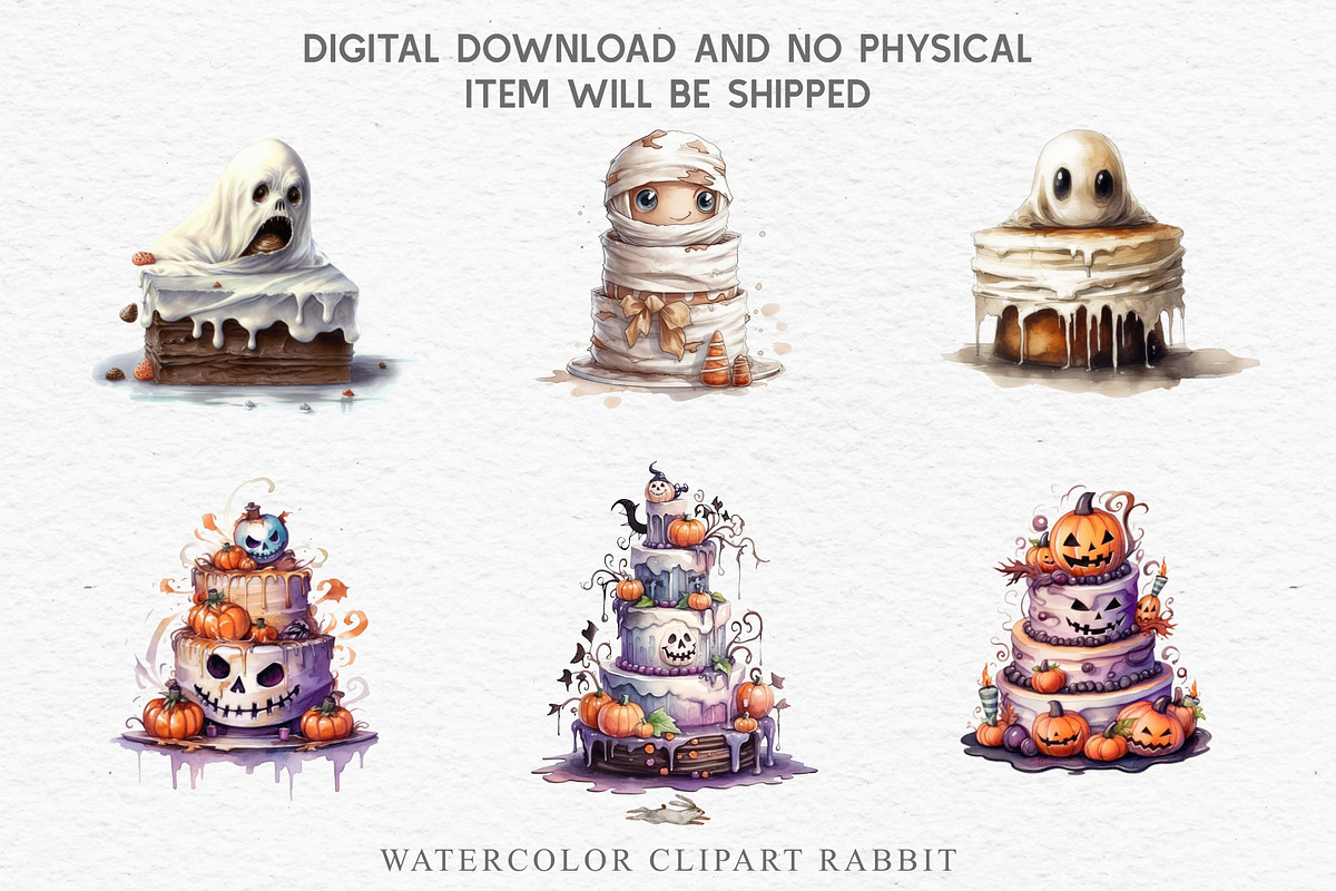 Halloween Cake Spooky Baking Clipart, a Seasonal Illustration by Rabbit Heart (Photo 6 of 10)