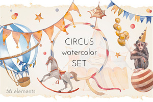 Circus watercolor set