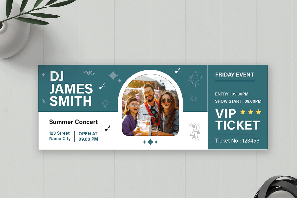 Event Party Ticket Template, a Card Template by MightyDesign (Photo 1 of 6)
