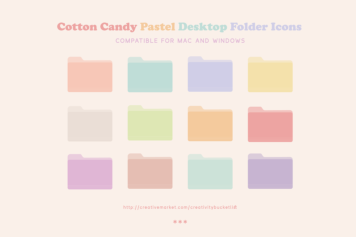 Candy Pastel Desktop Folder Icons, image size:1200x800