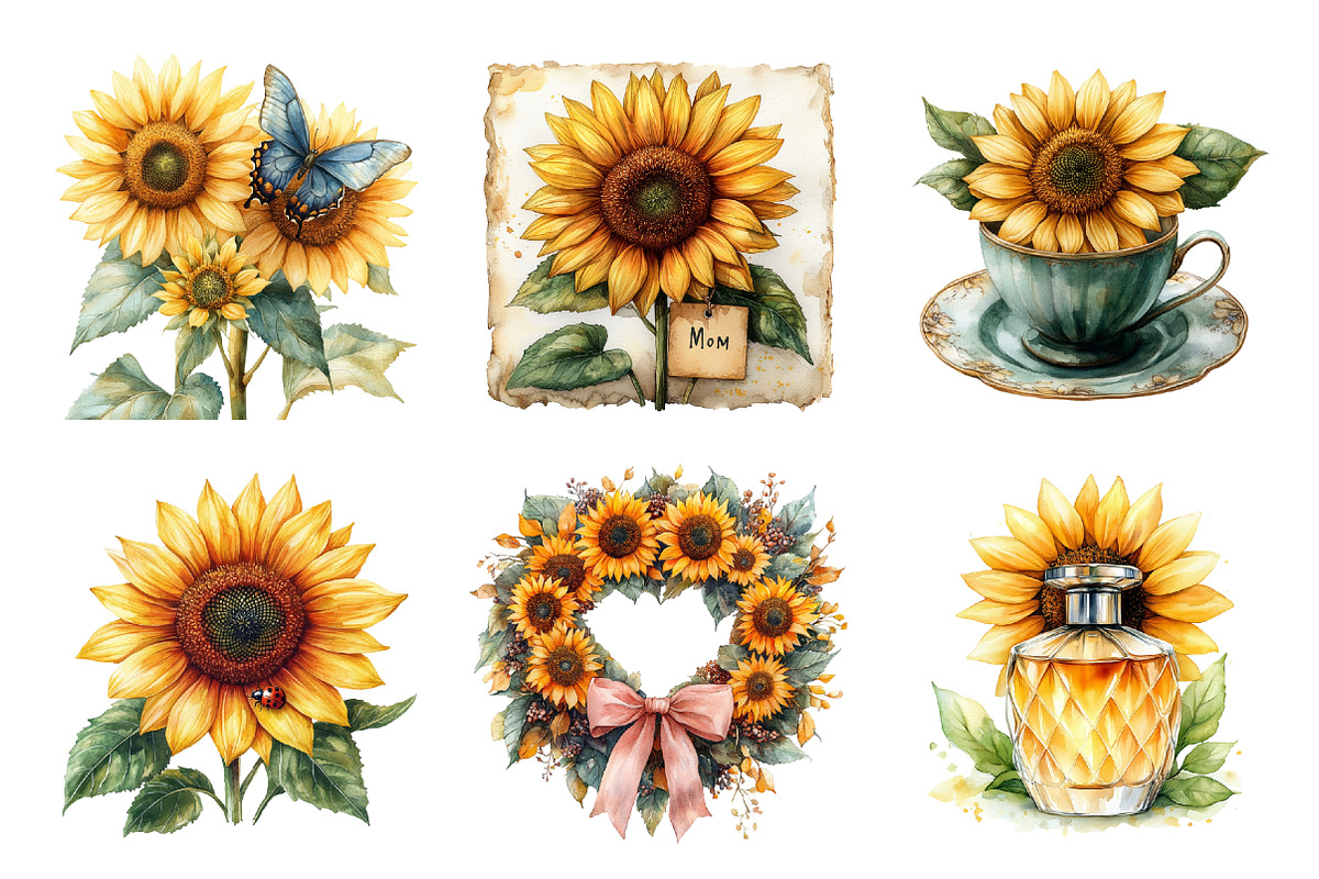 Sunflower Mother’s Day Clipart, an Illustration by SinaCreation (Photo 2 of 5)