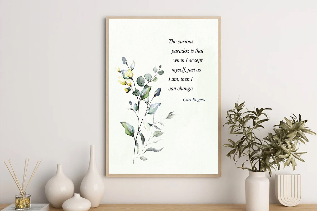 Watercolor Floral Carl Rogers Quote, a Poster Template by DesignDevisers (Photo 4 of 4)