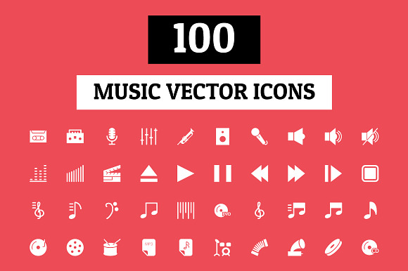 100 Music Vector Icons preview 3