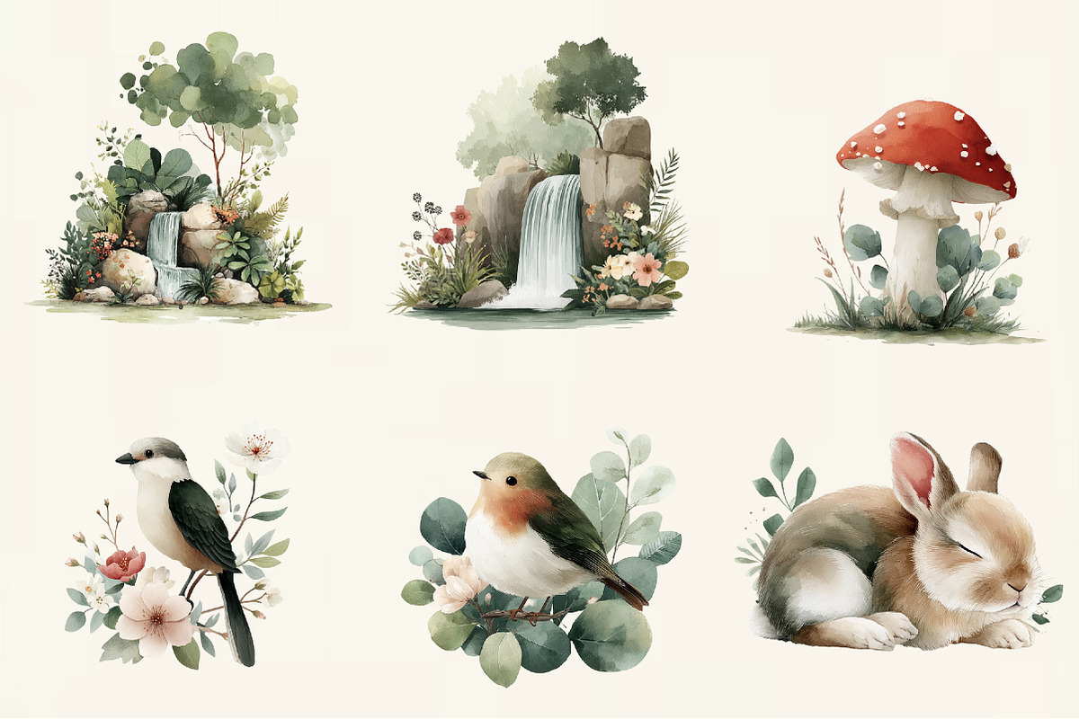 Forest Animals and Nature Clipart, an Illustration by DreamCafeArt (Photo 2 of 6)