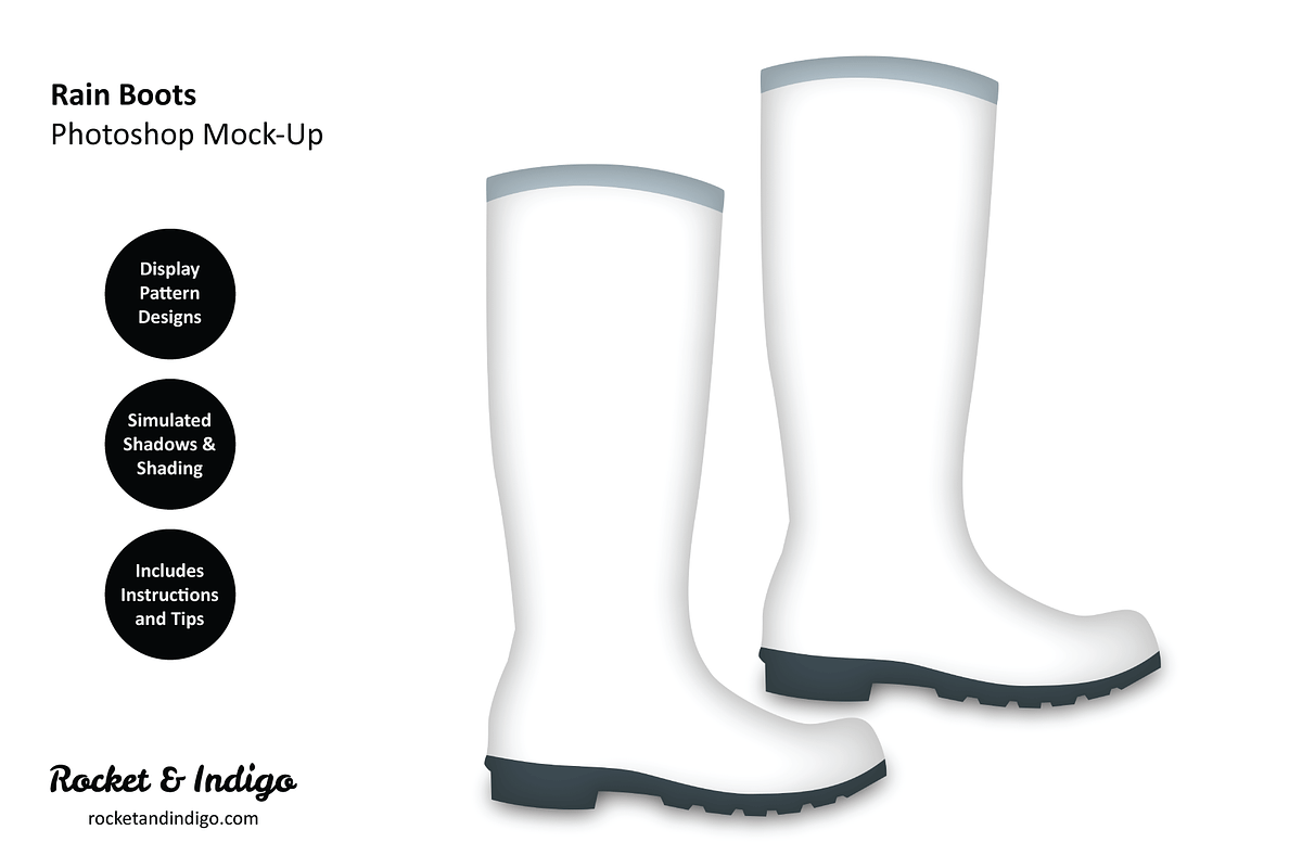 Rain Boots Photoshop Mock-Up, an Apparel Mockup by Rocket & Indigo (Photo 2 of 2)