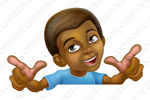 Black Boy Cartoon Child Kid Pointing, an Education Illustration by Christos Georghiou