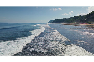 Aerial view of ocean waves breaking, a Nature Photo by Goinyk