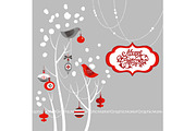 Christmas Clip Art, birds, tree, a Decorative Illustration by GraphicMarket (Thumbnail 1 of 4)