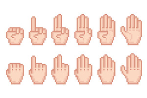 Pixel art fingers counting. Human, an Object Illustration by YummyBuum