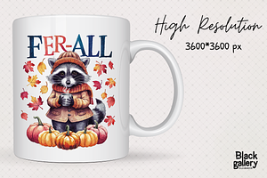 Vintage Raccoon Fer-All Fall PNG