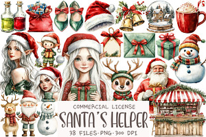 Watercolor Santa's Helper Clipart, an Illustration by OK Design