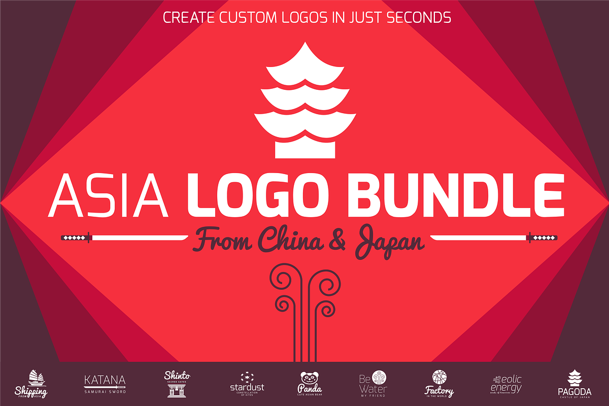 Asia Flat Logo Bundle, a Branding & Logo Template by ToonPlanet Vector Assets (Photo 1 of 9)