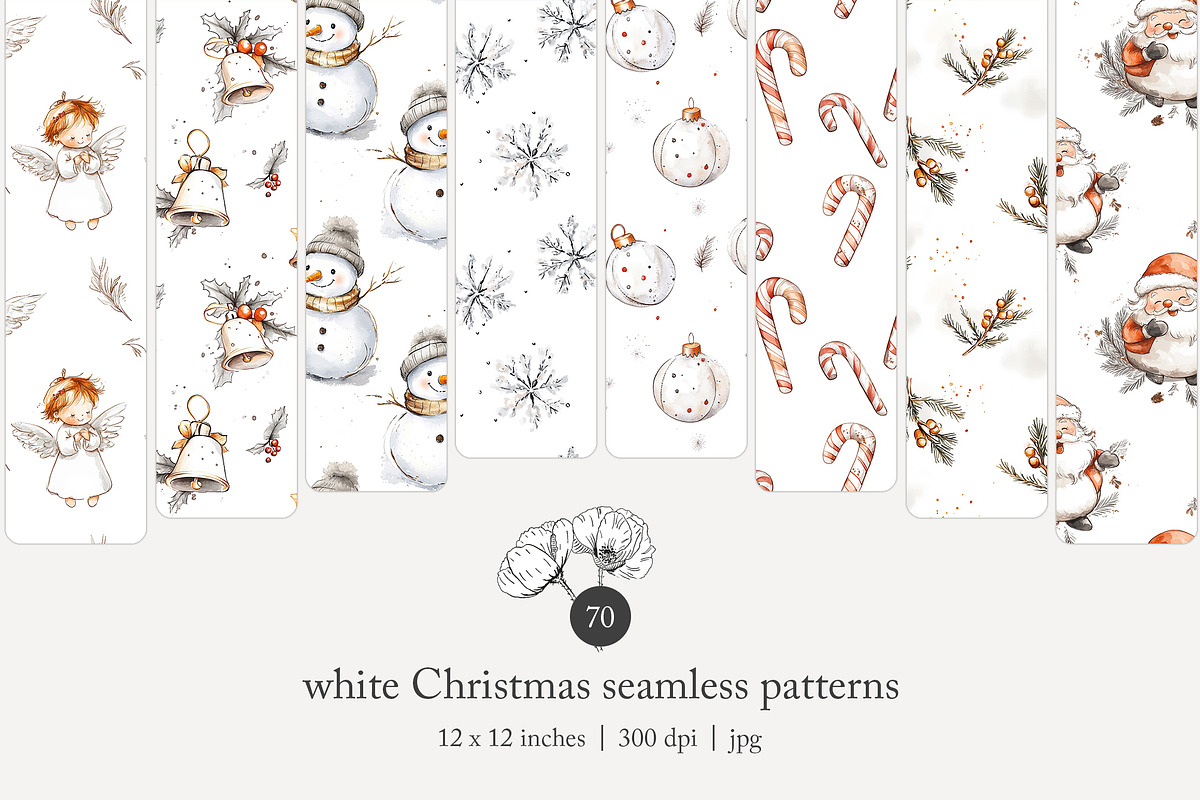 70 white Christmas seamless pattern, a Pattern Graphic by Poppy Lane Studio (Photo 1 of 10)