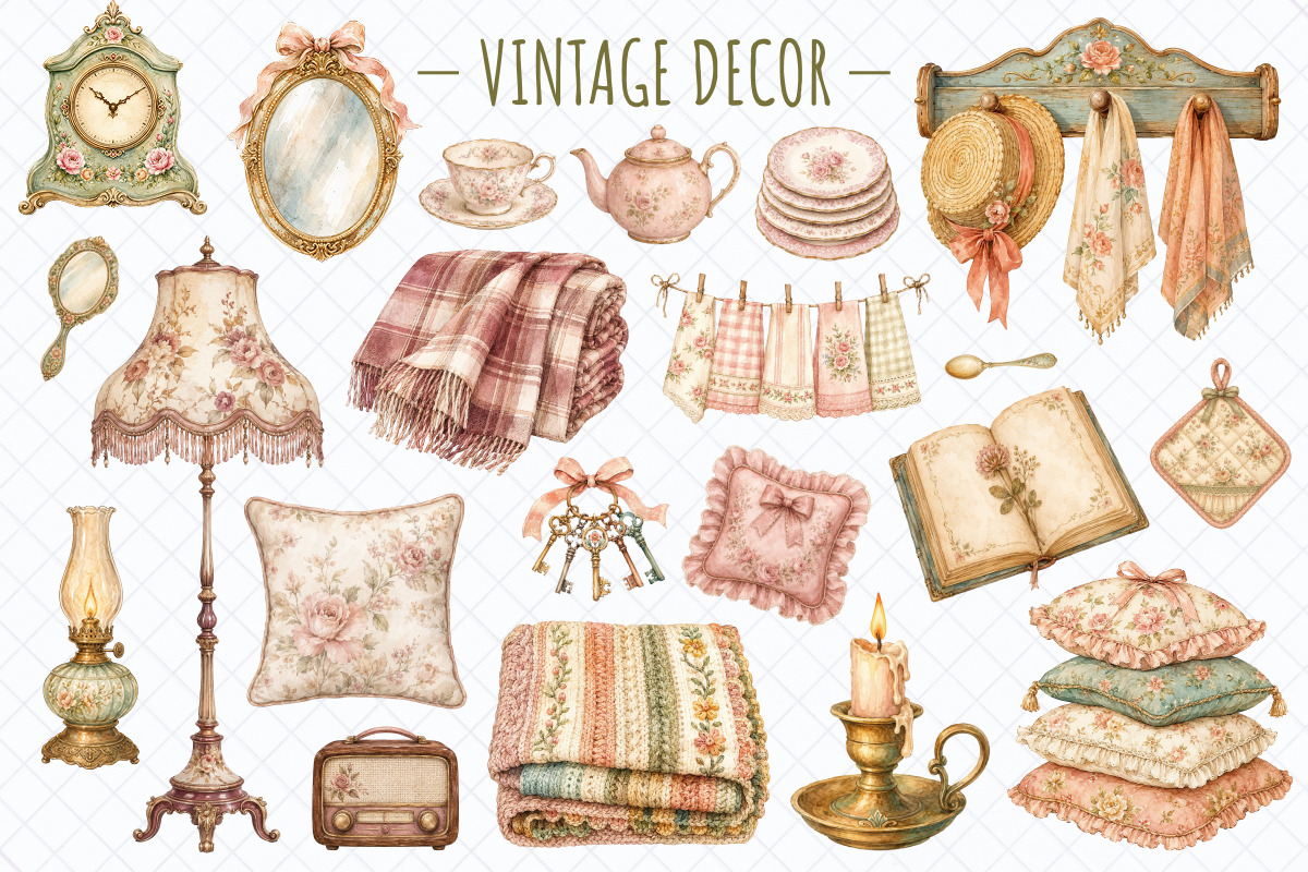 Vintage Cottage Life PNG Clipart, a Decorative Illustration by Whimsy Brush Studio (Photo 3 of 8)