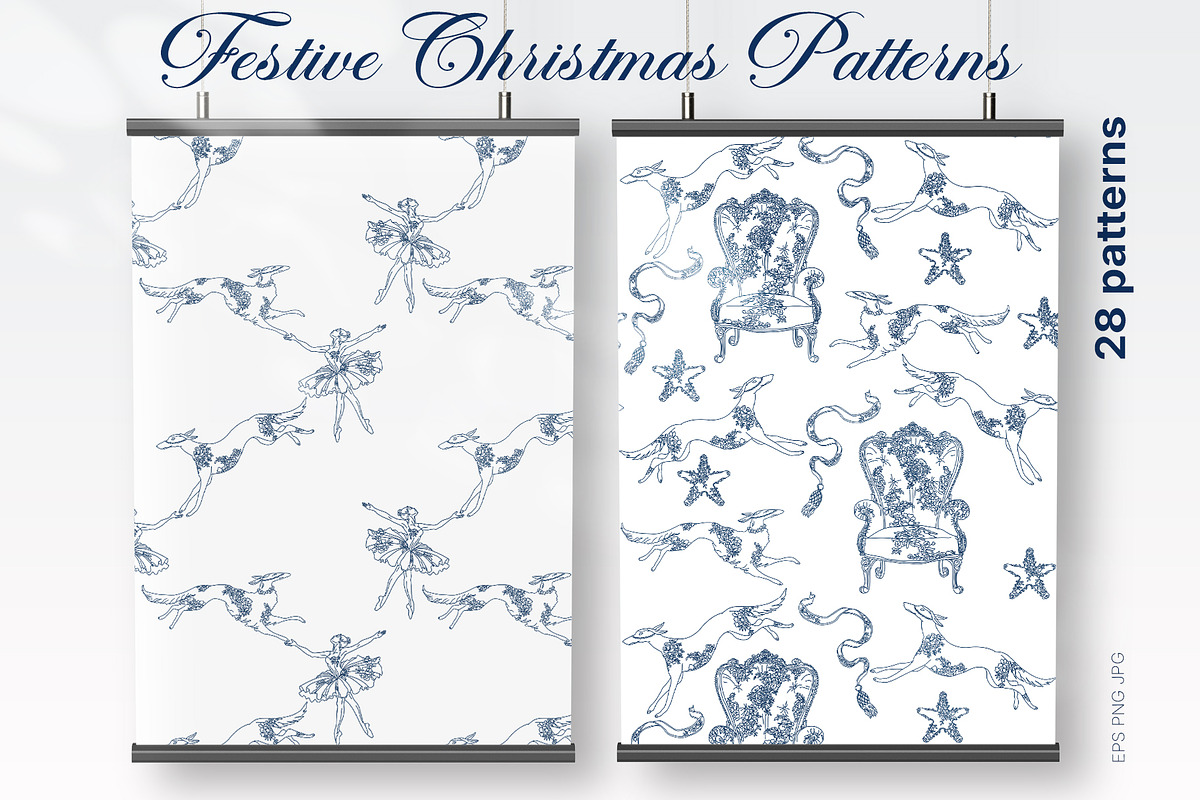 Festive Christmas patterns, a Decorative Illustration by LanaDzi (Photo 9 of 25)