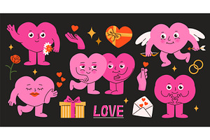 Doodle love character. Heart shaped, an Illustration by winwin.art