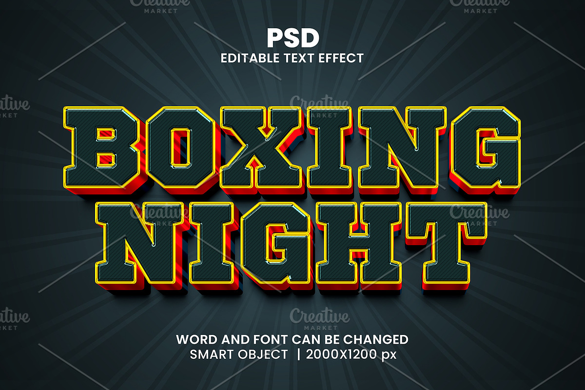 Boxing Night 3d Psd Text Effect, a Layer Style Add-On by bdrobin