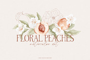 Floral Peaches watercolor flowers, an Illustration by Angele Kamp (Thumbnail 1 of 10)