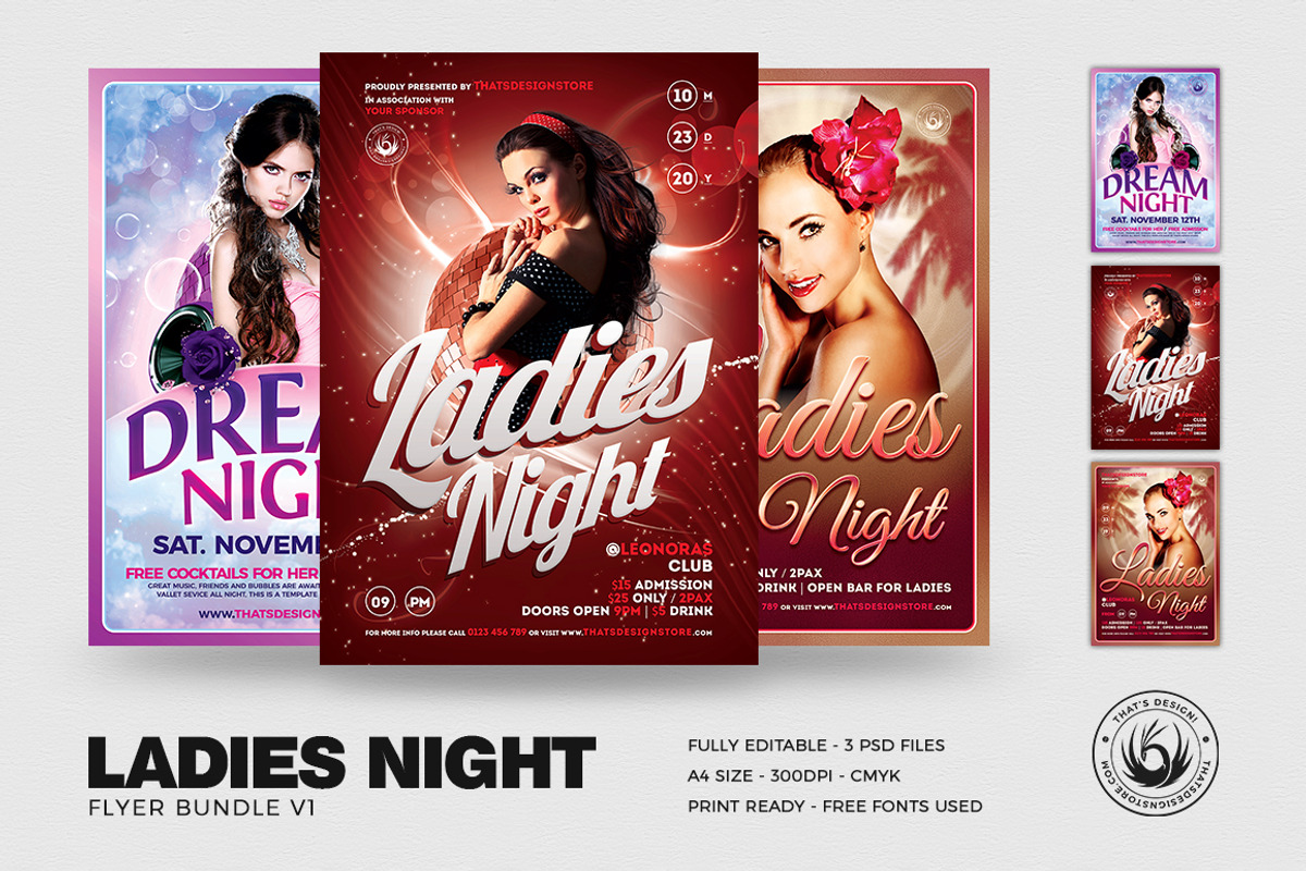 Ladies Night Flyer Bundle V1, a Flyer Template by ThatsDesignArt (Photo 2 of 9)