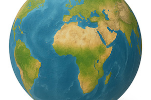 Planet earth model showing continent, a Photo by Dvoevnore photos