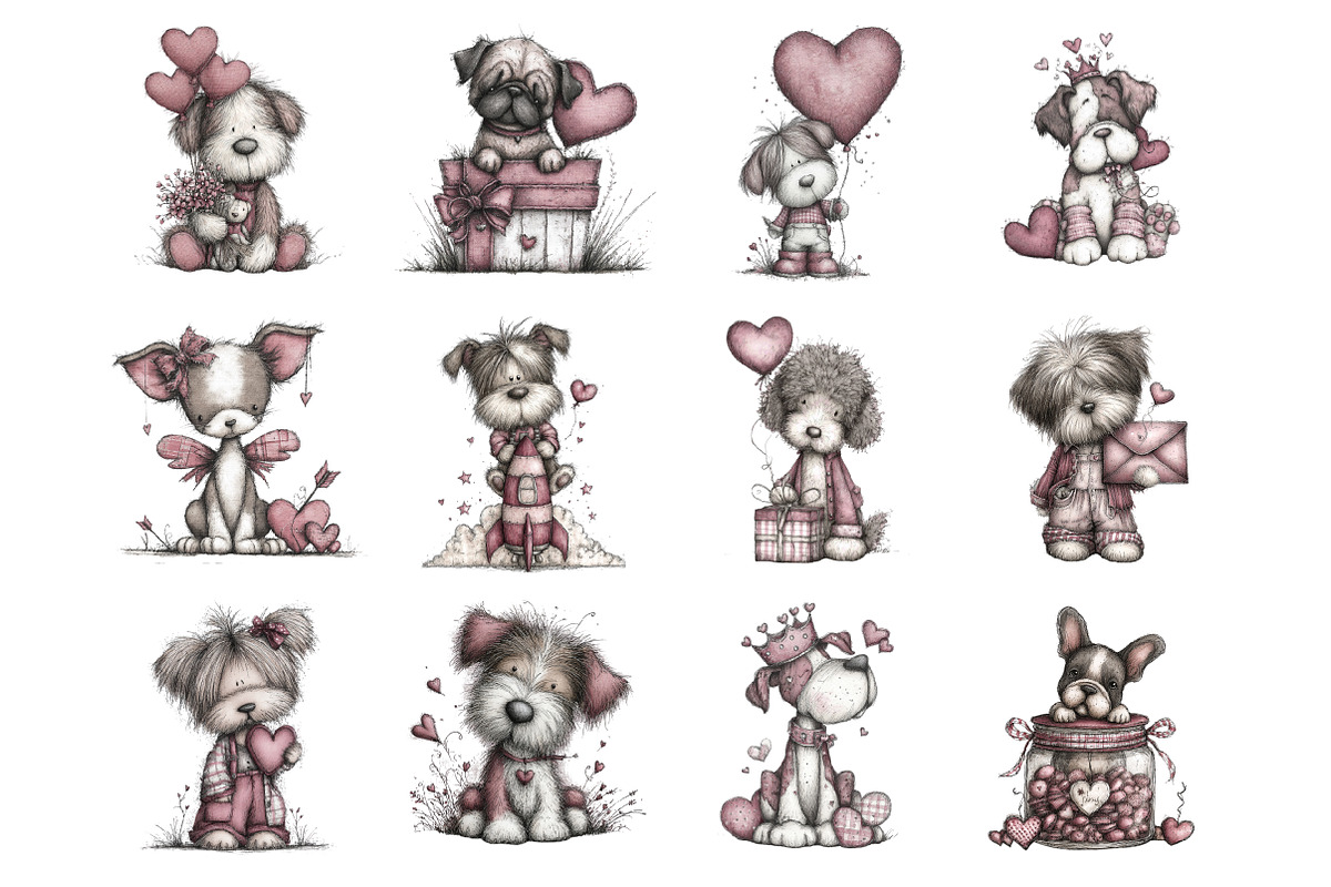 Quirky Valentines Dogs Clipart, an Illustration by Design Market (Photo 3 of 3)