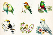 Watercolor Tropical Birds, a Seasonal Illustration by DreamArtGraphic (Thumbnail 2 of 5)