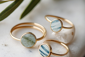Minimalist gold rings with round, a Beauty & Fashion Photo by MistyDay