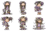 Whimsical Spring Girls Clipart, an Illustration by GatewayDesign (Thumbnail 2 of 6)