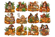 Thanksgivin Cannabis Clipart, a Decorative Illustration by stickermadness (Thumbnail 2 of 4)