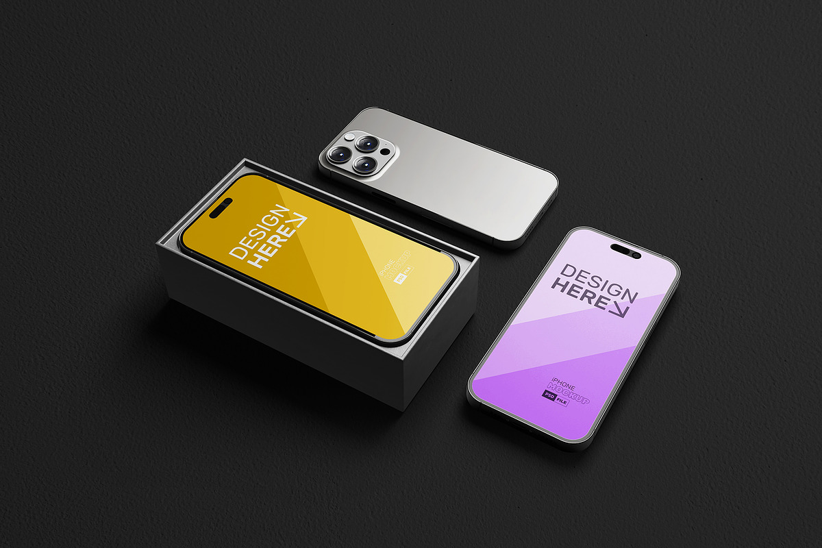 iPhone Screen and Box Mockup, an iPhone Mockup by Artlogs (Photo 1 of 4)
