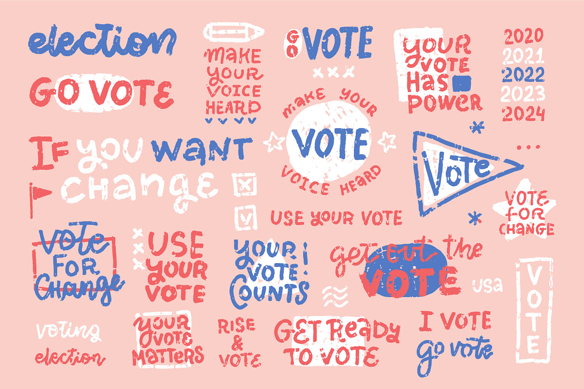 GO VOTE - vector stamp badges set, a Texture Illustration by Lana Sham