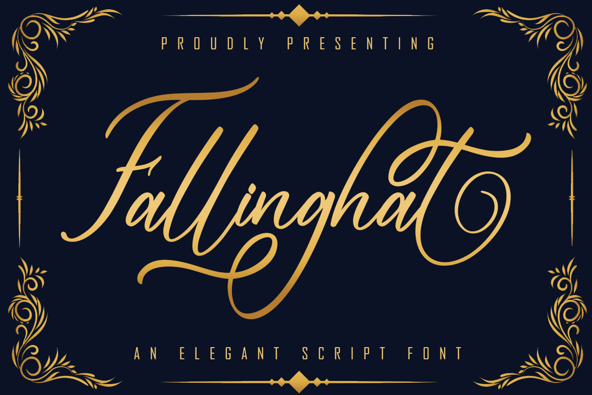 Fallinghat An Elegant Script, a Script Font by skiiller studio (Photo 1 of 8)