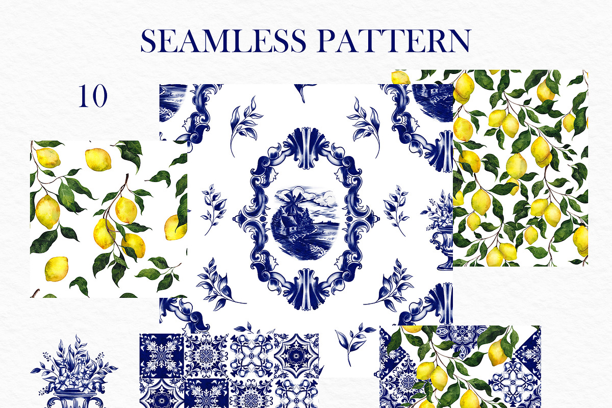 Azulejo. Watercolor Graphic, an Object Illustration by ma_i_vi (Photo 8 of 9)