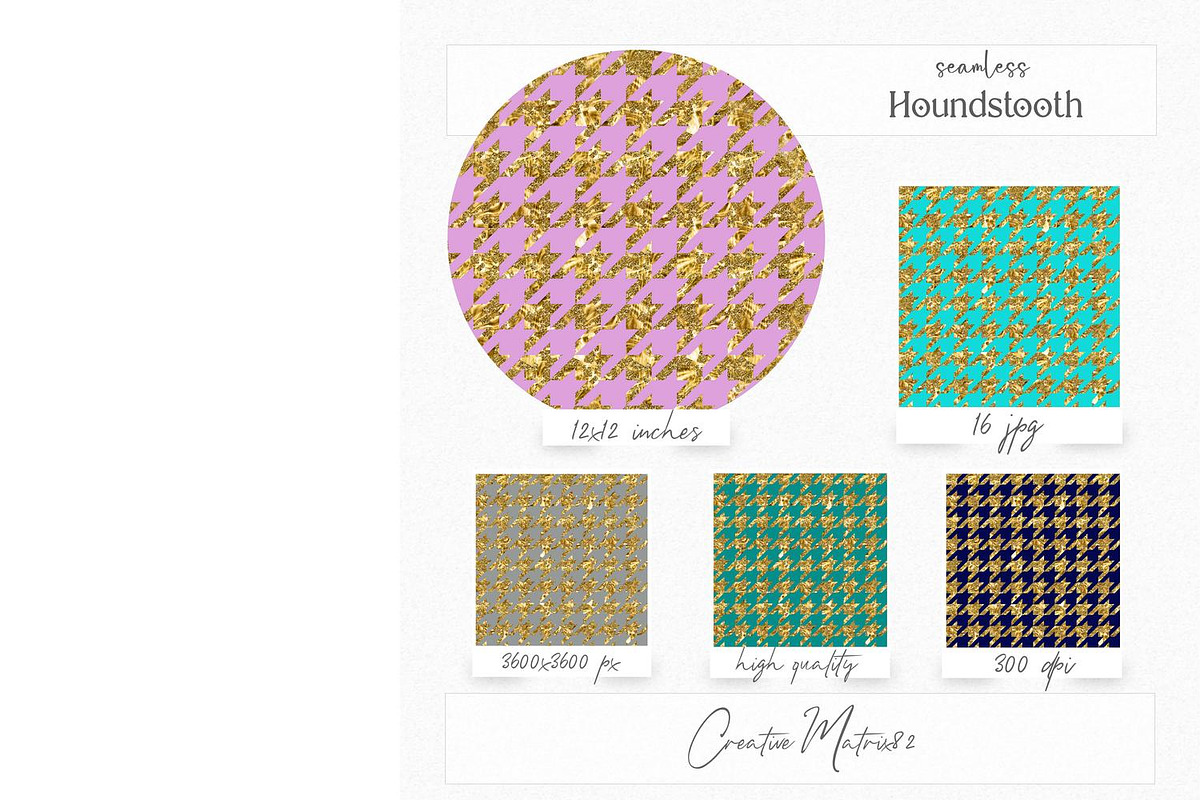Gold Houndstooth Seamless Patterns, a Texture Graphic by Creative Matrix82 (Photo 2 of 5)
