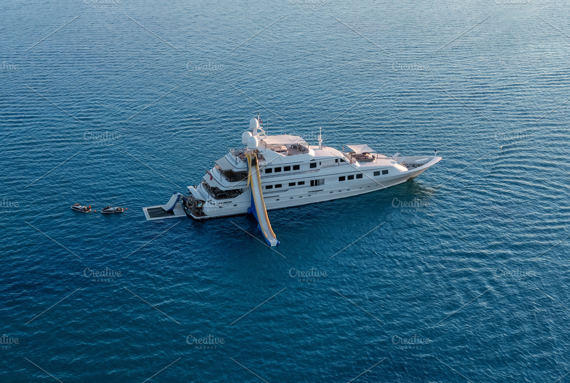Big luxury white yacht anchoring in, a Nature Photo by KucherPhoto