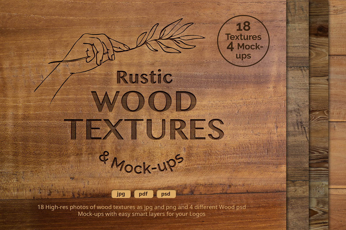 Engraved Wood Mock-ups & Textures, a Texture Graphic by Annakaroline (Photo 1 of 8)