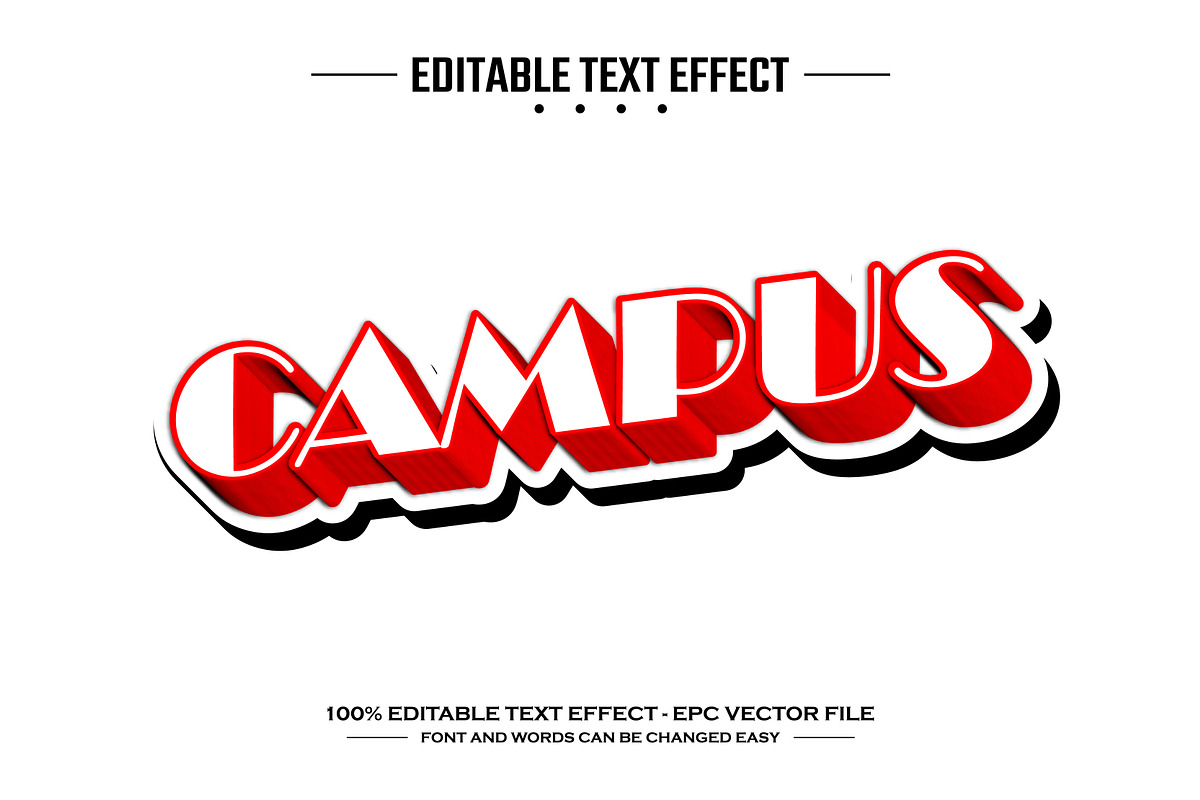 Campus 3D editable text effect, a Layer Style Add-On by nicemorning (Photo 1 of 3)