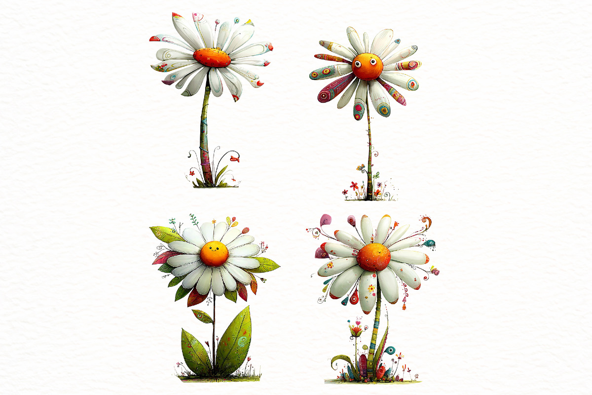 Whimsical white daisy Clipart, an Illustration by Designworld (Photo 5 of 8)