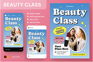 Beauty Class Flyer Set, a Flyer Template by Annora Studio