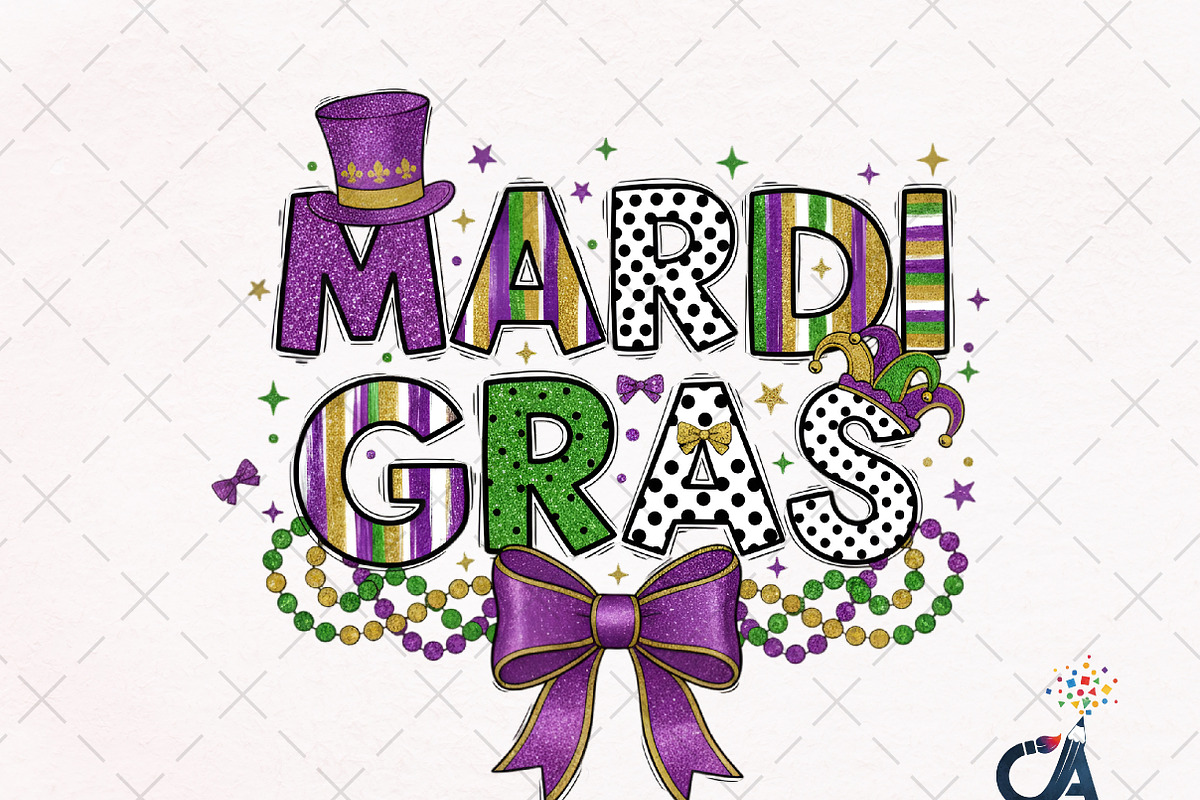 Glitter Mardi Gras Png Coquette Bow, an Illustration by Creative Art (Photo 1 of 6)