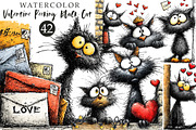 Valentine Peeking Black Cat Clipart, an Illustration by OK Design (Thumbnail 1 of 6)