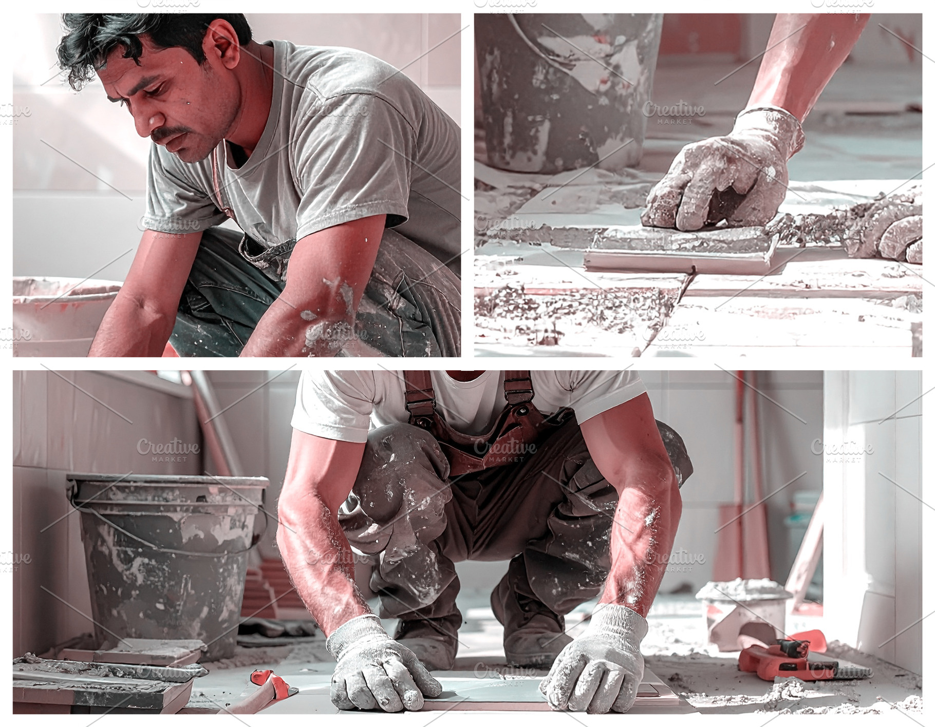 Tile masons job photo collage composition, a Person Photo by DanFLCreativo