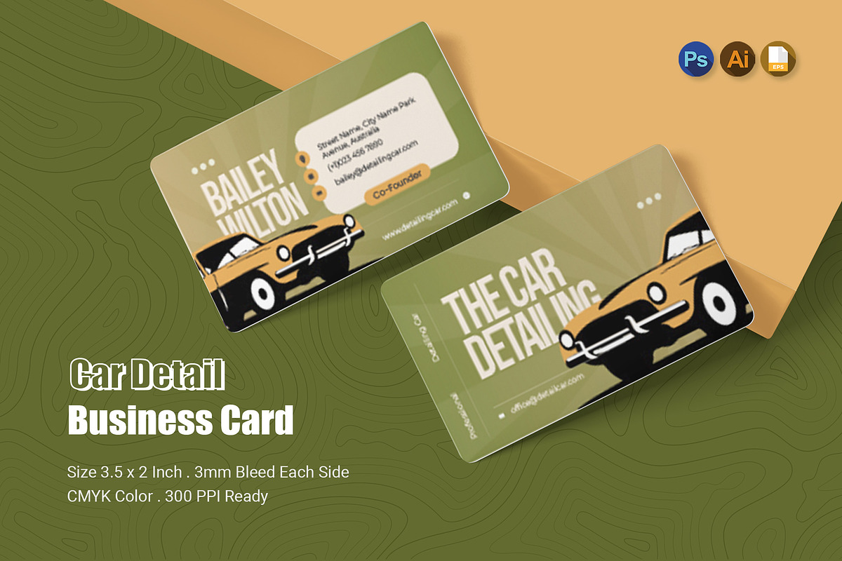 Car Detail Business Card, a Business Card Template by Esensifiksi.studio (Photo 1 of 2)