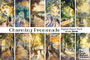 Watercolor Regency Park Promenade