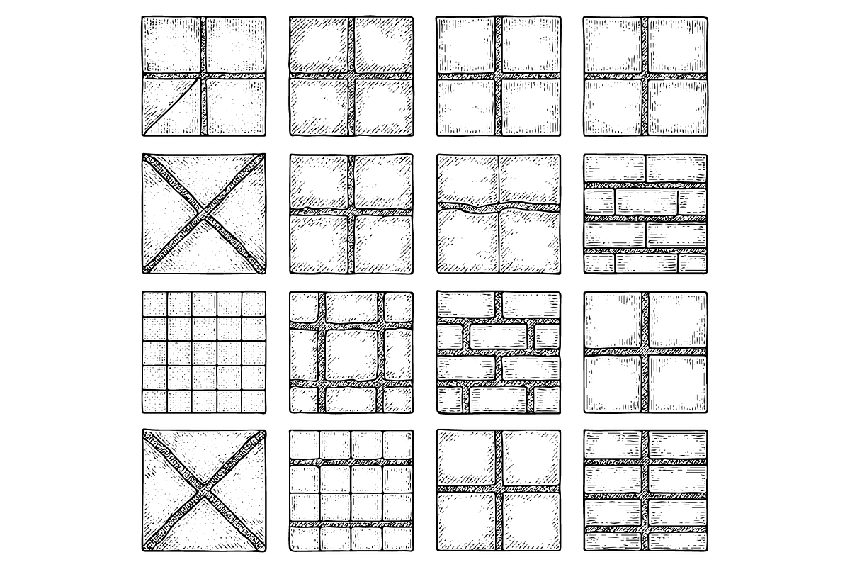 Tile and Brick Pattern Set, an Object Graphic by nikagraphic