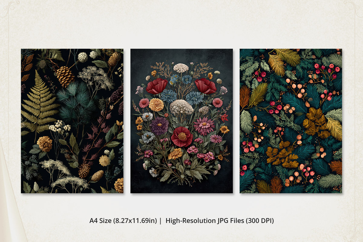 Vintage Botanical Foliage Wall Art, a Poster Template by Pixeness Studio (Photo 2 of 2)